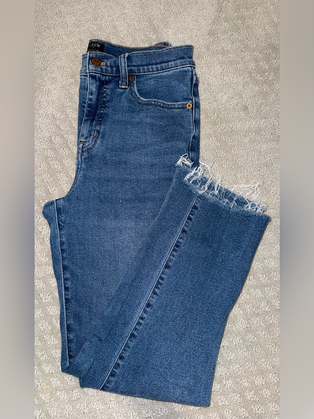 J. Crew Raw-Hem ankle Denim Jeans in Medium Blue